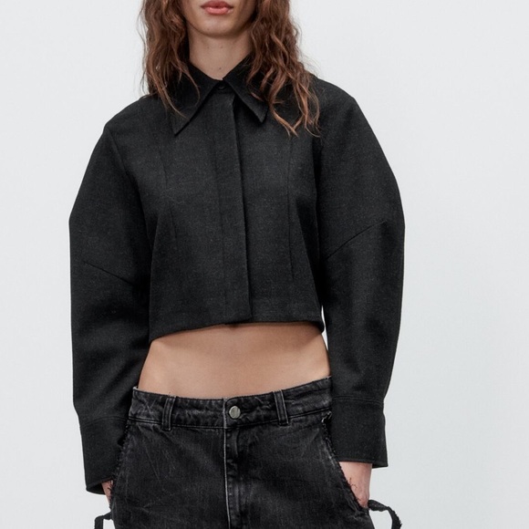 ZARA CROPPED LONG SLEEVE SHIRT - Picture 1 of 9